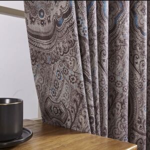Target Home Brown Blue Paisley Curtains Two Panels 84" X 54"